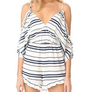 Lovers + Friends Cold-Shoulder Striped Romper